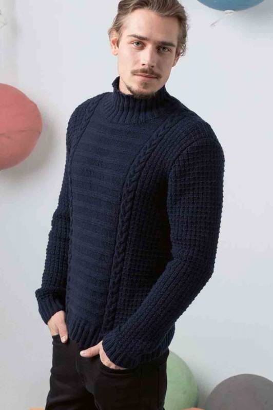 Herrenpullover - Lang Yarns Cashmere Cotton - Strickset mit Anleitung in garnwelt-Box S