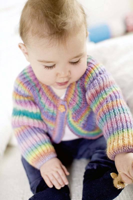Knitting set Cardigan MILLE COLORI BABY with knitting instructions in garnwelt box in size 80-86
